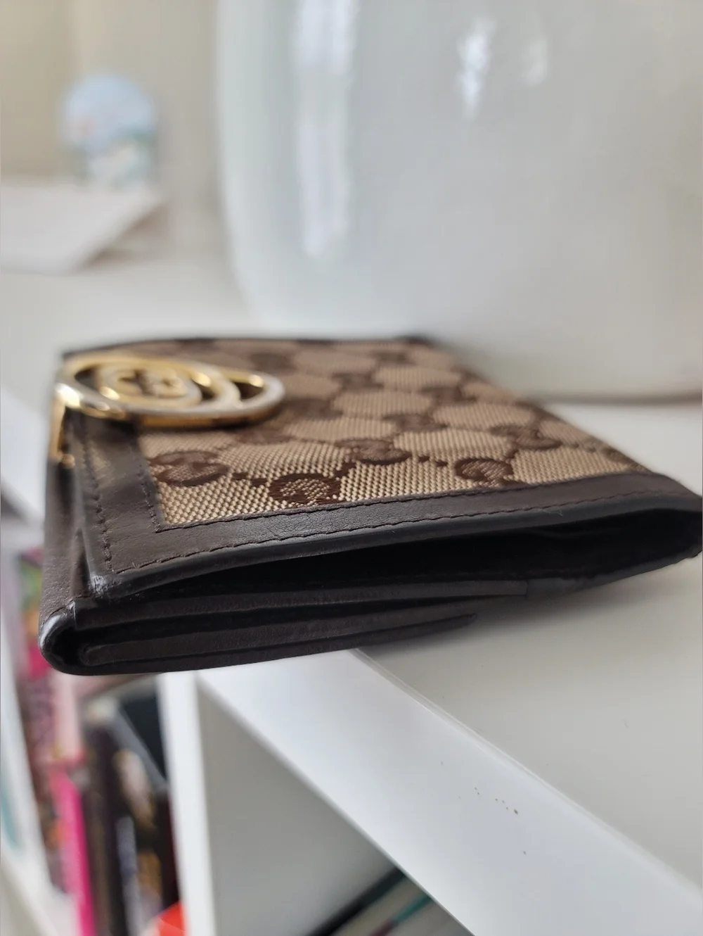 Gucci Brown/Beige GG Canvas and Leather Interlocking Icon French Wallet - Picture 5 of 13